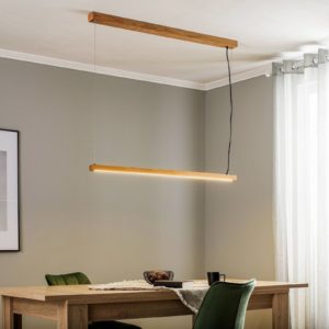 Lindby Signon závesné LED svetlo z dubového dreva