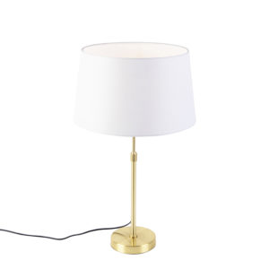 Stolová lampa zlatá / mosadz s ľanovým tienidlom biela 35 cm - Parte