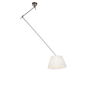 Závesná lampa s nariaseným tienidlom krémová 35 cm – oceľ Blitz I