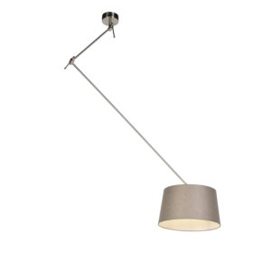 Závesná lampa s ľanovým tienidlom taupe 35 cm – oceľ Blitz I