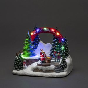 Dekoračné LED svietidlo Santa a deti