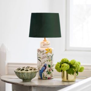 PR Home Li Na stolová lampa zamat zelená Ø 30 cm
