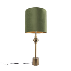 Stolová lampa bronzový zamatový odtieň zelený 40 cm - Diverso