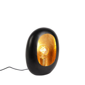 Dizajnová stolná lampa čierna so zlatým interiérom 36 cm - Cova