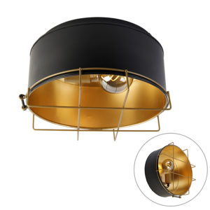 Industriálne stropné svietidlo čierne so zlatou 35 cm - Barril