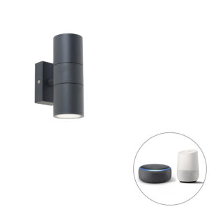 Inteligentné vonkajšie nástenné svietidlo tmavosivé IP44 vrátane 2 Wifi GU10 - Duo