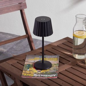 Lindby Esali stolová LED lampa s batériou, čierna