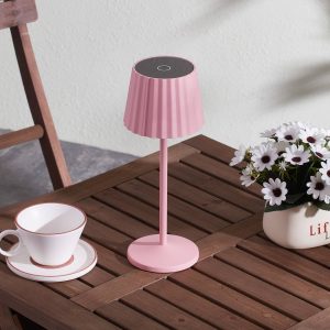 Lindby Esali stolová LED lampa s batériou, ružová