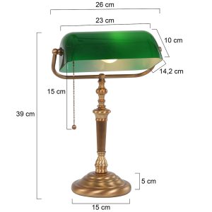 Stolová lampa Ancilla, sklo, bronzová/zelená