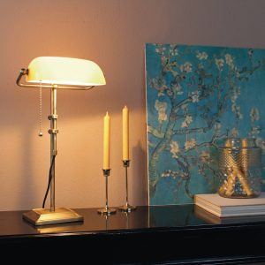 Stolová lampa Ancilla nastaviteľná bronzová/žltá