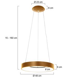 LED závesné svietidlo Ringlede, Ø 48 cm, zlatá