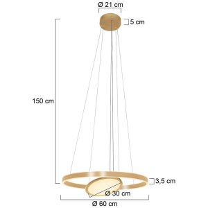 LED závesné svietidlo Ringlux 3-pl. Ø 60 cm zlatá