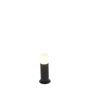 Stojaca vonkajšia lampa čierna s opálovým tienidlom biela 30 cm IP44 - Odense