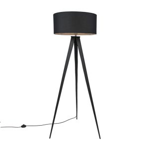 Moderná čierna stojaca lampa s čiernym tienidlom - Ilse