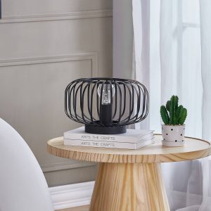 Lindby Maivi stolová lampa klietka čierna 25 cm