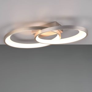 Stropné LED svetlo Malaga s 2 kruhmi niklová matná