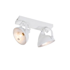 Priemyselné stropné svietidlo biele so strieborným 2-svetlom nastaviteľné - Magnax