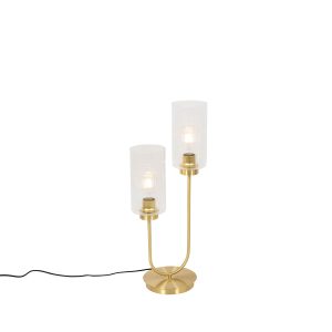 Stolná lampa Art Deco zlatá so sklom 2-svetlo - Laura