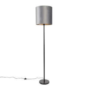 Moderná stojaca lampa čierna odtieň sivá 40 cm - Simplo