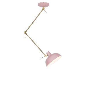 Retro stropné svietidlo ružové s bronzom - Milou