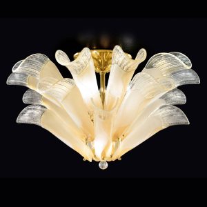 Stropné svetlo Petali muránske sklo zlato-jantár