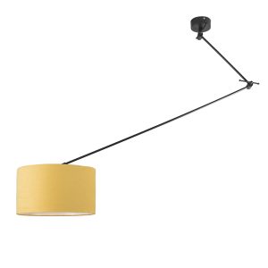 Závesná lampa čierna s tienidlom 35 cm žltá nastaviteľná - Blitz I.