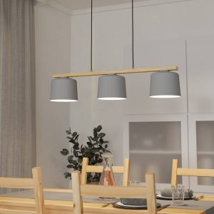 Mariel 3-svetelné závesné svetlo svetlo sivé prírodné drevo