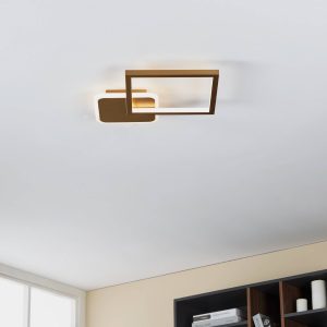 LED stropné svietidlo Gafares s diaľkovým ovládaním hranaté zlaté