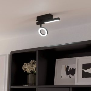 LED stropný spot Cardillio 2 čierny s jedným krúžkom