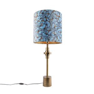 Stolová lampa bronzový zamatový odtieň motýlikové prevedenie 40 cm - Diverso