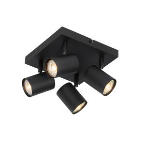 Moderné stropné svietidlo čierne 4-svetlové nastaviteľné štvorcové – Jeana