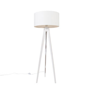 Moderná stojaca lampa statív biela s bielym tienidlom 50 cm – Tripod Classic