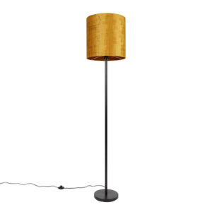 Klasická stojaca lampa čierny odtieň zlatá 40 cm – Simplo