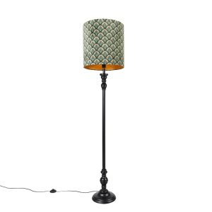 Klasická stojaca lampa čierna s odtieňom páv design 40 cm – Classico