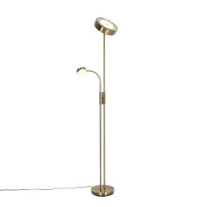 Bronzová stojaca lampa vrátane LED a stmievača s lampou na čítanie - Kelso