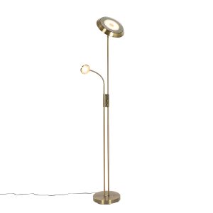 Bronzová stojaca lampa vrátane LED a stmievača s lampou na čítanie – Fez
