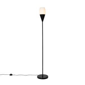 Moderná stojaca lampa čierna s opálovým sklom - Drop