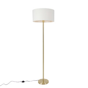 Stojacia lampa mosadzná s bielym tienidlom 50 cm – Simplo