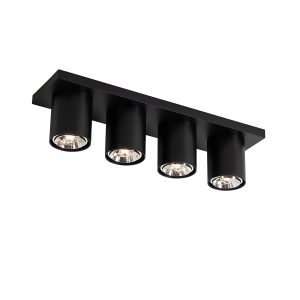 Moderné stropné bodové svietidlo čierne 4-svetlo - Tubo