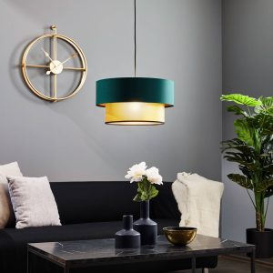 Závesná lampa Dorina, zelená/zlatá Ø 40 cm