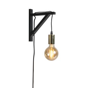 Nástenná lampa čierna so zlatom – Hangman