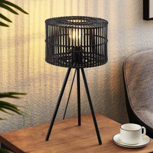 Bambusová stolová lampa Lindby Rabiya