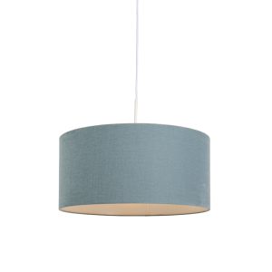 Závesná lampa biela s modrým tienidlom 50 cm – Combi 1