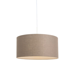 Vidiecka závesná lampa biela s hnedým tienidlom 50 cm – Combi 1