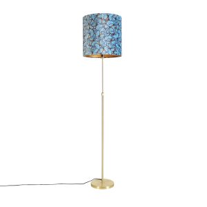 Stojacia lampa zlatá / mosadz so zamatovým odtieňom motýľov 40/40 cm - Parte