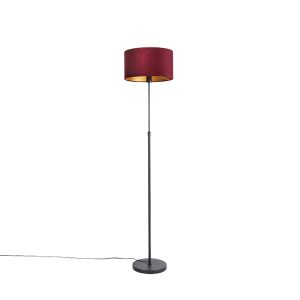 Stojacia lampa čierna so zamatovým odtieňom červená so zlatou 35 cm - Parte