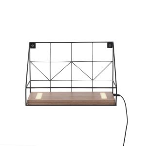Nástenná svetelná tabuľa LED s drevenou poličkou