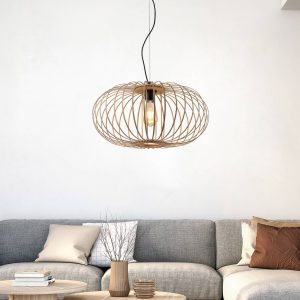 Závesná lampa Racoon s dreveným tienidlom
