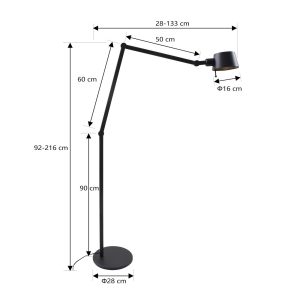 Stojacia lampa Lucande Silka, výška 216 cm, nastaviteľná, čierna