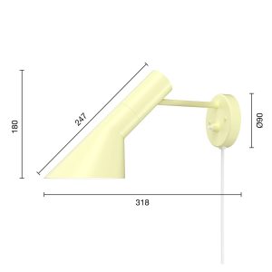 Louis Poulsen AJ dizajnové nástenné svetlo svetlo žlté